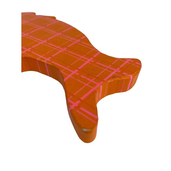 Fish Wall Art Wood Handmade 3D Eye Striped Pink Orange Kitschy Fishing Decor - Picture 5 of 8